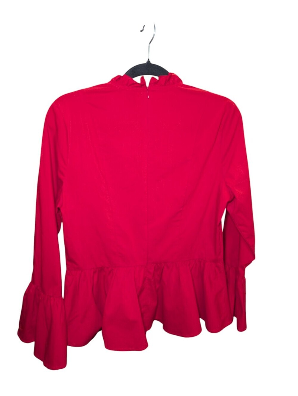 Amaryllis Bright Red Ruffled Peplum Blouse - Picture 3 of 6